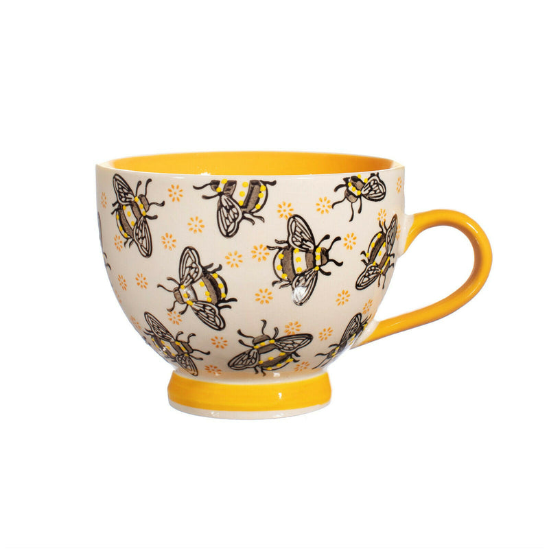 Sass & Belle Hand Stamped Busy Bees Yellow Ceramic Mug/Cup 400ml Coffee Tea