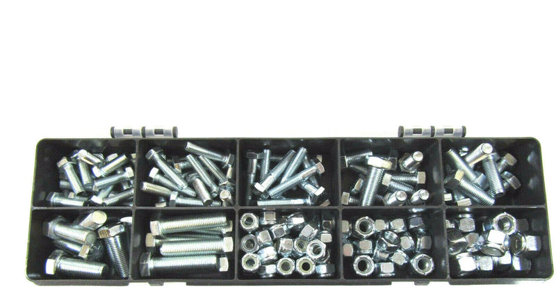 145 Assorted Zinc Plated UNF Nuts, Bolts And Hex Sets 1/4" 5/16" & 3/8"