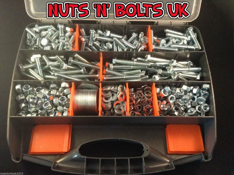 M8 grade 8.8 Nuts and bolts and penny washer assortment box kit set assorted
