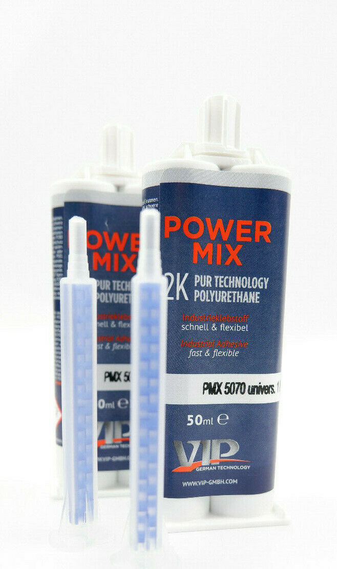 2 x VIP21B Power Mix 2K Polyurethane universal Repair Adhesive - Black 1 Minute
