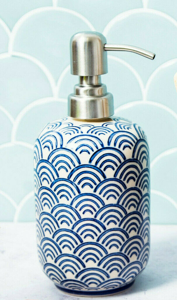 Sass and Belle Blue Wave Pattern Soap dispenser Bathroom Kitchen Hands Wash