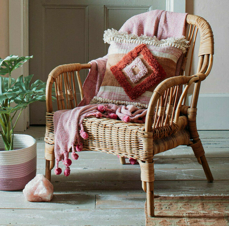 Sass & Belle Nevada Pink Herringbone Blanket Throw Bedspread Sofa Chair Home Decor