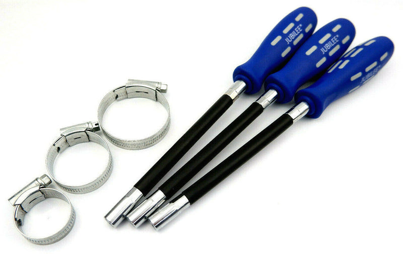 100 x Jubilee Hose Clips with Dispenser Rack Stand and 3 Flexible Drivers Clamp