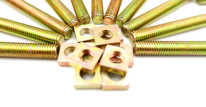 M8 8mm HOOK J BOLTS & SQUARE NUTS ZINC ROOFING GUTTERING FENCE WEATHERPROOF