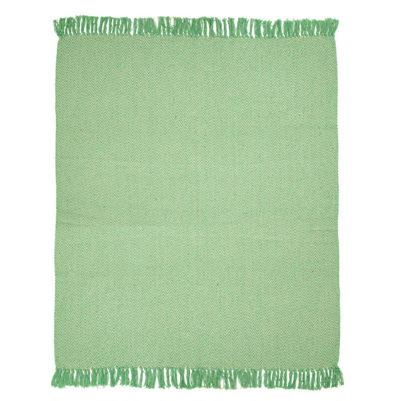 Sass & Belle Green Herringbone Blanket Throw Warm Bedspread Chair Home Cotton