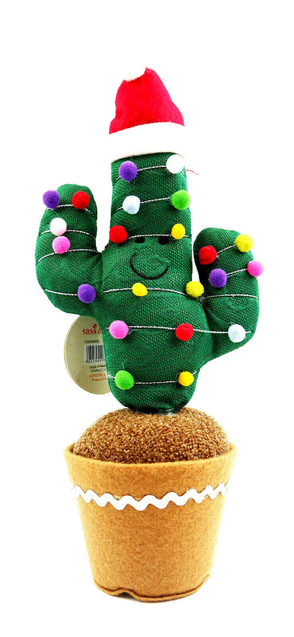 Sass and Belle Large Knitted Festive Cactus Christmas Decoration Funky