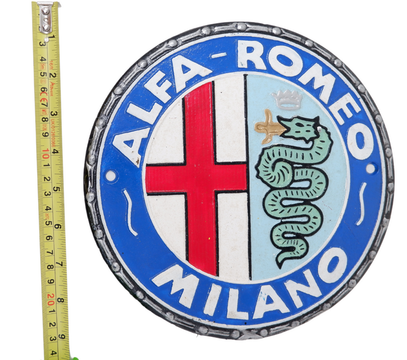 Cast Iron Alfa Romeo Milano Serpent Car Logo Plaque Wall Sign Garage Vintage