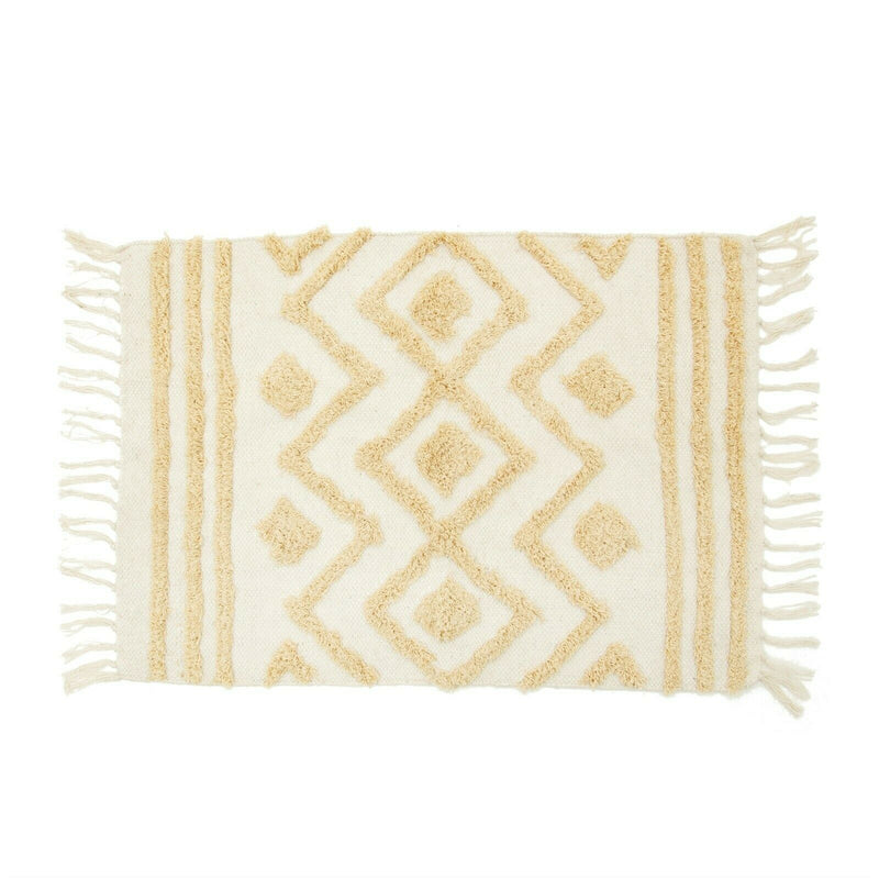 Sass & Belle Blanca Tufted Zigzag Rug with Tassels Bedroom Home Floor Mat