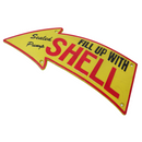 Cast Iron Fill Up With Shell Curved Arrow Sign Wall Plaque Garage Petrol Logo
