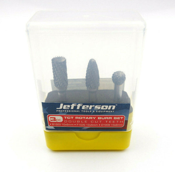 Jefferson 3pc TCT rotary burr Rotary Burr Set in Mini-Box Tungsten Carbide HSS