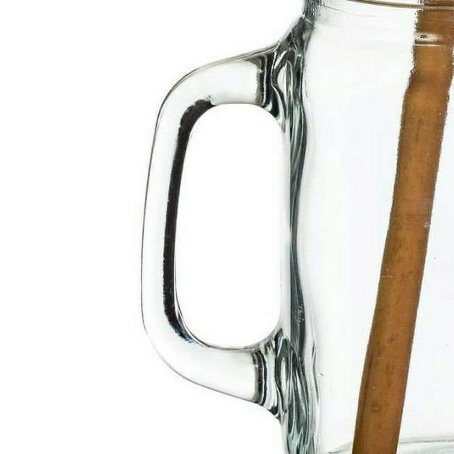 Sass & Belle Glass Mason Jar & Bamboo Straw and Wooden Lid Drinking Jars