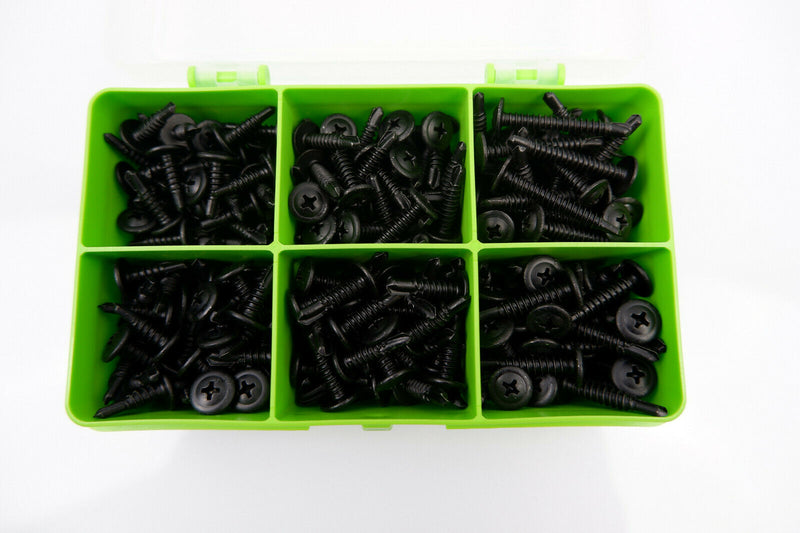 BLACK SELF DRILLING CAR INTERIOR PANEL SCREWS - SELF TAPPING ZINC