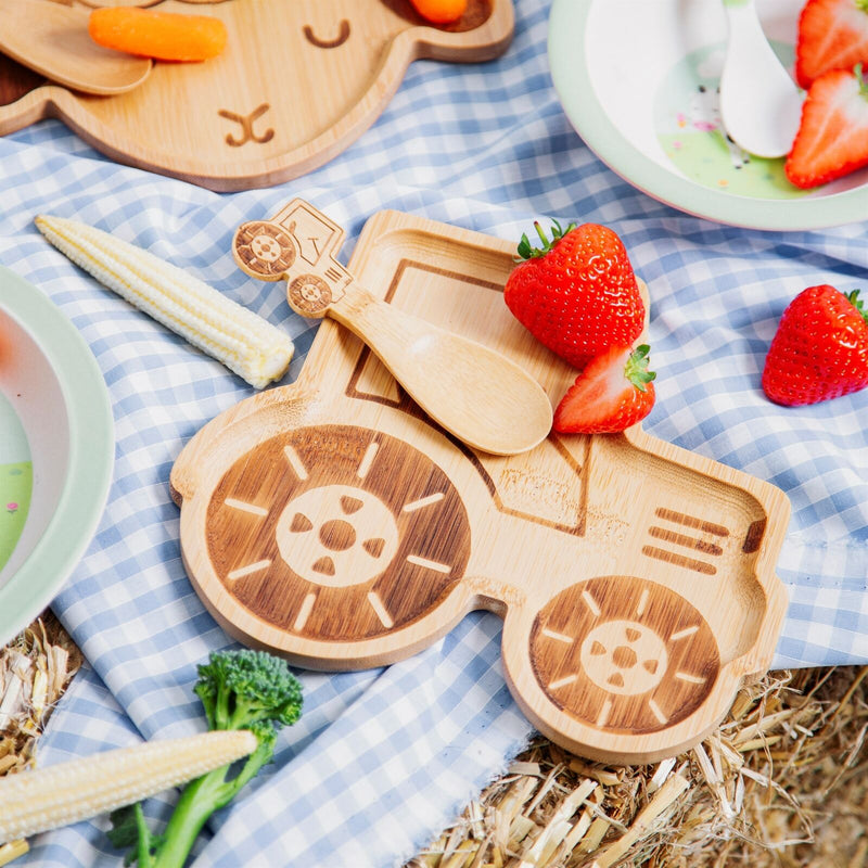 Sass & Belle Kids Childrens Bamboo Plate Tractor, Elephant, Tiger Eco Friendly
