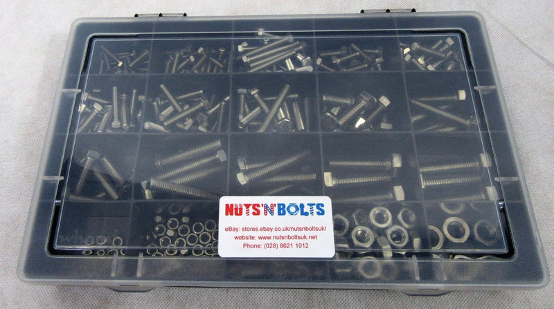 A2 - 70 Assorted Box kit M4,M5 M6 M8 M10 Nuts And Bolts Setscrews A2 Stainless