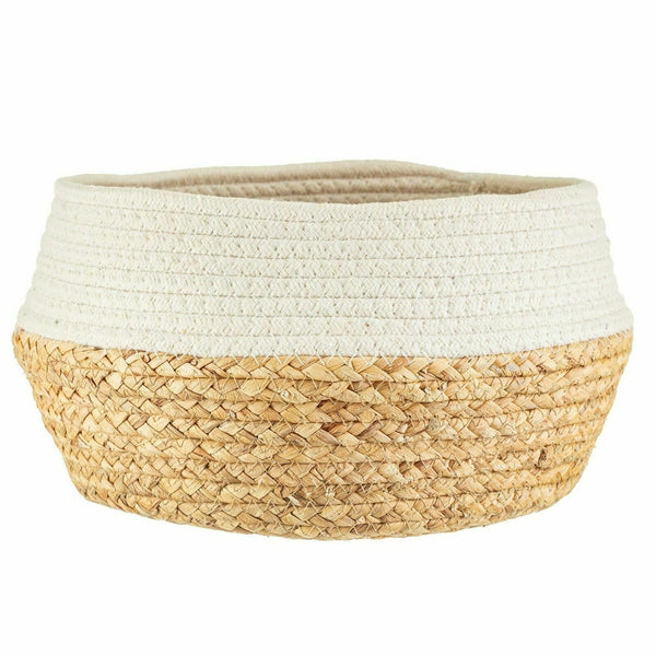 Sass and Belle Bohemian White Dip Rope & Grass Basket Storage Home Living Room