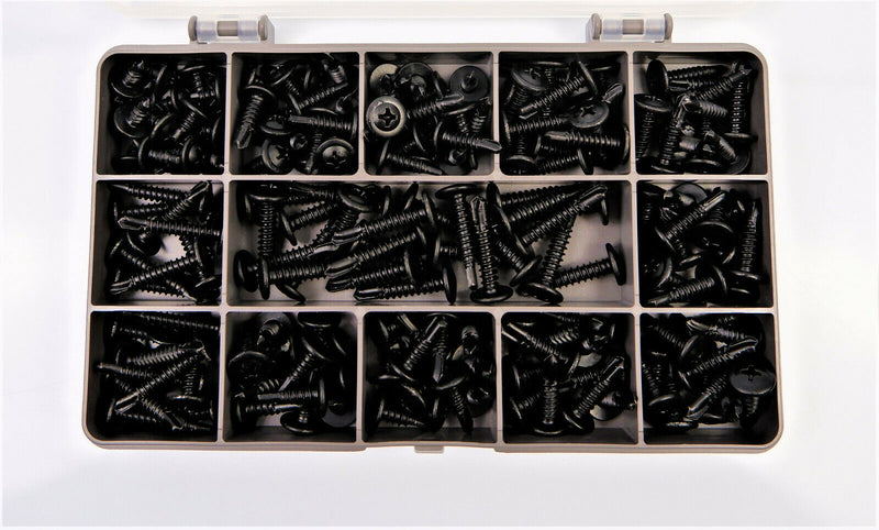BLACK SELF DRILLING CAR INTERIOR PANEL SCREWS - SELF TAPPING ZINC