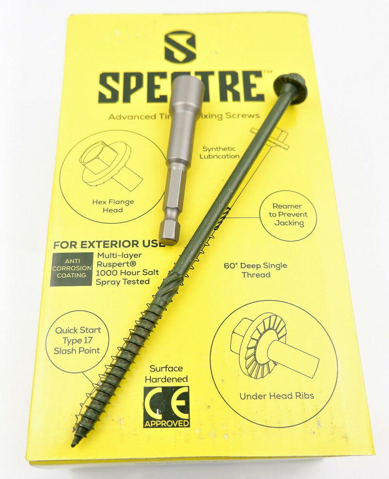 Spectre Landscape Screws Timber Sleeper Decking Fencing Fixing Hex Head 50 Pack