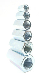 ALLTHREAD CONNECTORS THREADED ROD BAR STUD HEXAGON CONNECTING NUTS ZINC PLATED