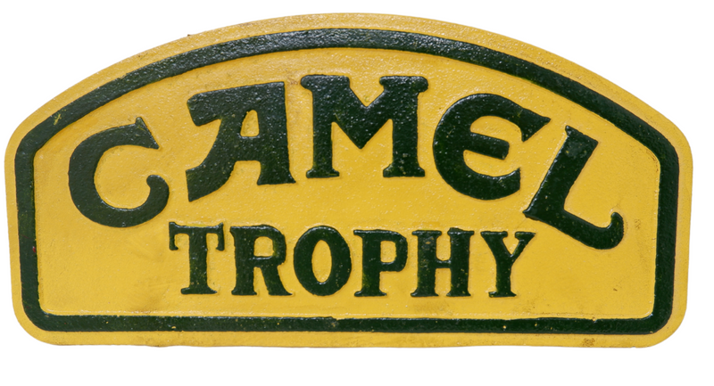 Small Camel Trophy Cast Iron Sign Plaque Wall Garage Petrol Workshop Challenge