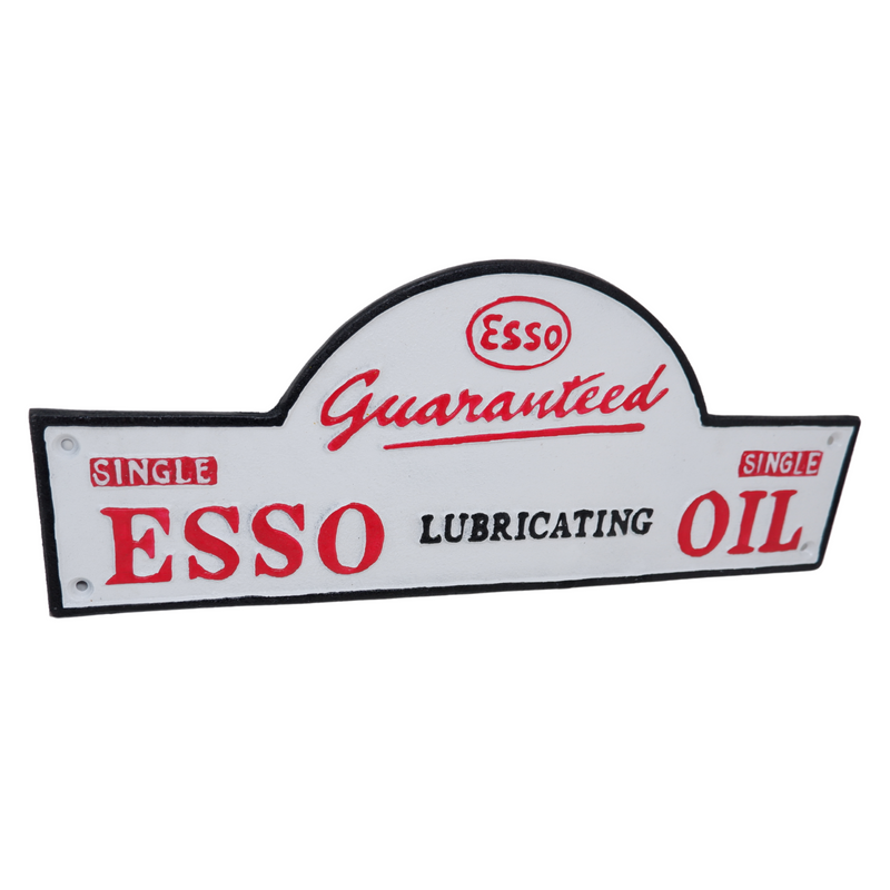 Cast Iron Domed Esso Sign Plaque Door Wall Fence Garage Petrol Workshop Esso Oil