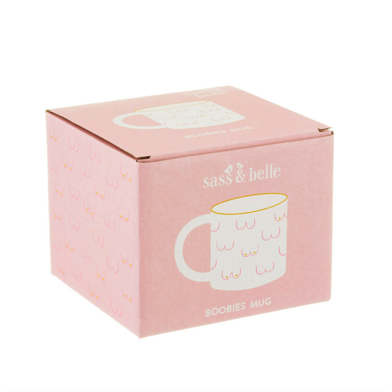 Sass & Belle Girl Power Boobie Gold Ceramic Mug Gift Boxed 315ml Coffee Tea Cup