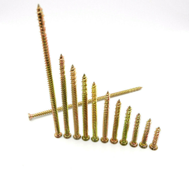 PACK OF 20 CONCRETE DOOR & WINDOW FRAME FIXING CONCRETE SCREWS & BIT, 14 LENGTHS