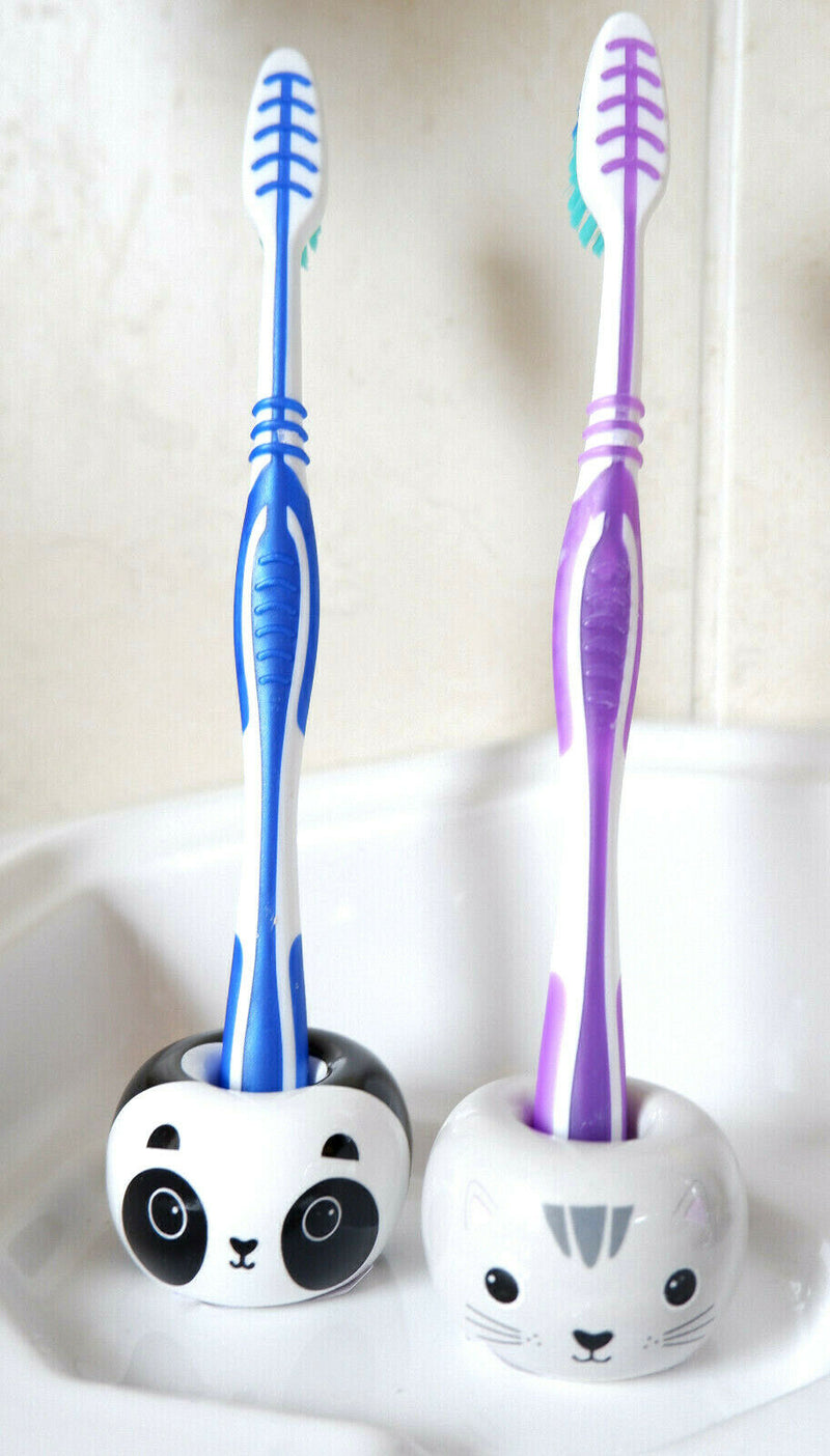 1 Cute Cat or Panda Porcelain Toothbrush Stand Holder Bathroom Pen Razor Holder
