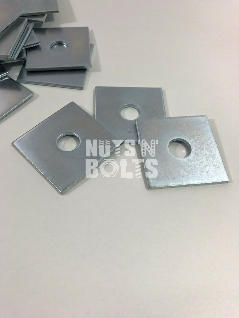 M12 x 50mm x 50mm x 3mm THICK SQUARE PLATE WASHERS ZINC PLATED
