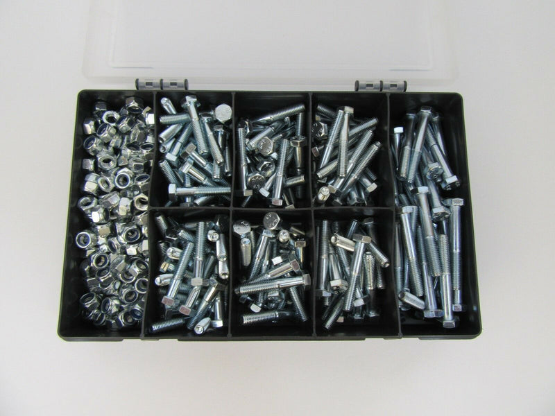 380 pcs M8 Shear Bolt and Nyloc Lock Nuts Assortment kit box set grade 8.8