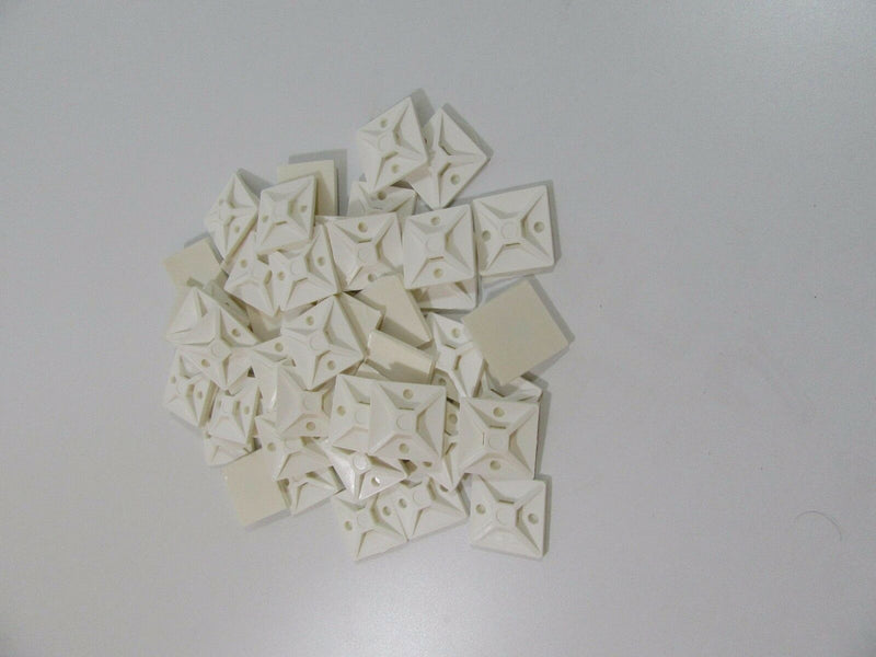 28mm x 28mm SELF ADHESIVE STICK ON CABLE TIE WIRE BASE MOUNTS WHITE