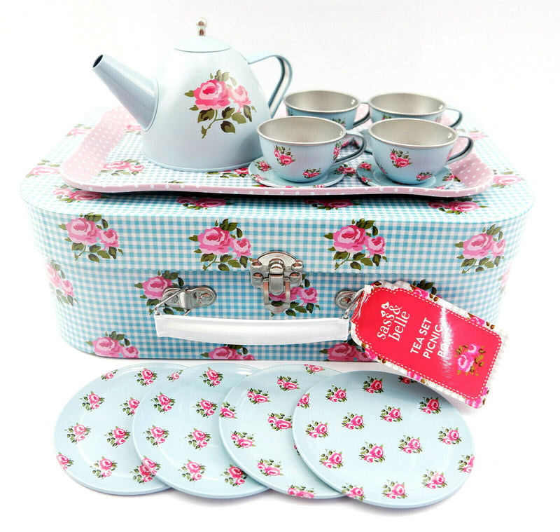 Sass and Belle Children Toy TeaSet Cooking set Kitchen Suitcase Metal Tin