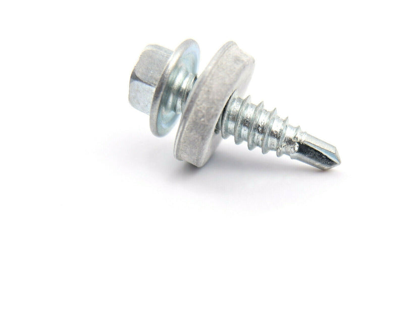 6.3 x 22mm TEK STITCHING ROOFING SELF DRILL SCREWS HEX HEAD + 16mm WASHER + BIT