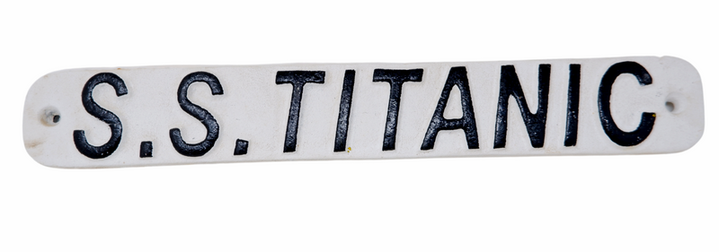 Cast Iron S. S. Titanic Black and White Hand Painted Metal Wall Sign Plaque Ship