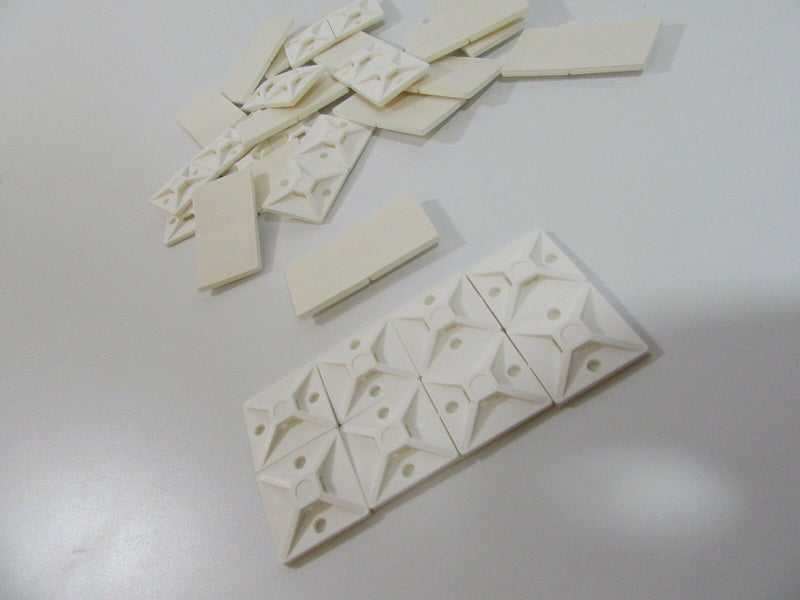 28mm x 28mm SELF ADHESIVE STICK ON CABLE TIE WIRE BASE MOUNTS WHITE