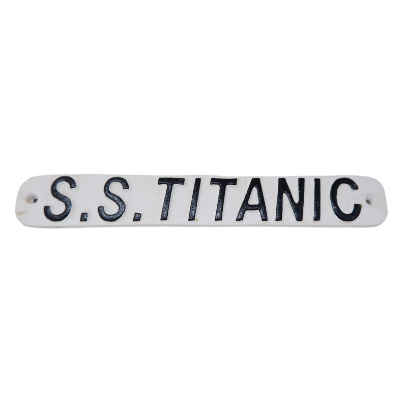 Cast Iron S. S. Titanic Black and White Hand Painted Metal Wall Sign Plaque Ship