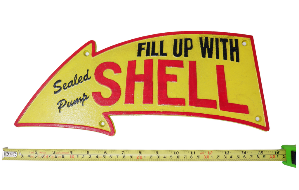 Fill First Sign Cast Iron Fill Up With Shell Curved Arrow Sign Wall Plaque Garage Petr