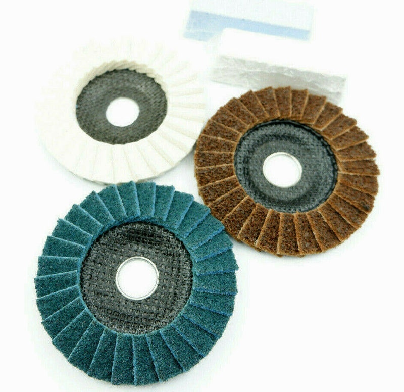 5 x Assorted DRONCO Gloss Polishing Flap Disc Kit for Stainless Steel AP75
