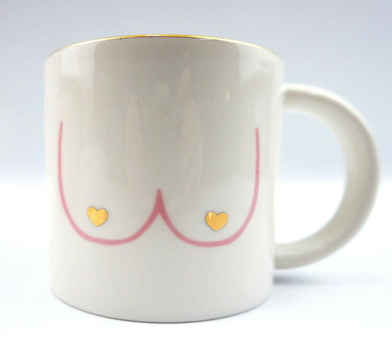 Sass & Belle Girl Power Boobie Gold Ceramic Mug Gift Boxed 315ml Coffee Tea Cup