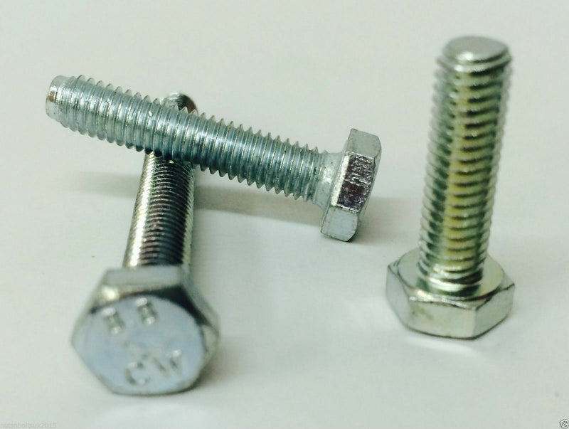 M4 M5 M6 M7 M8 Hex Head Setscrew - Hexagon Bolts BZP Zinc Plated Various Lengths