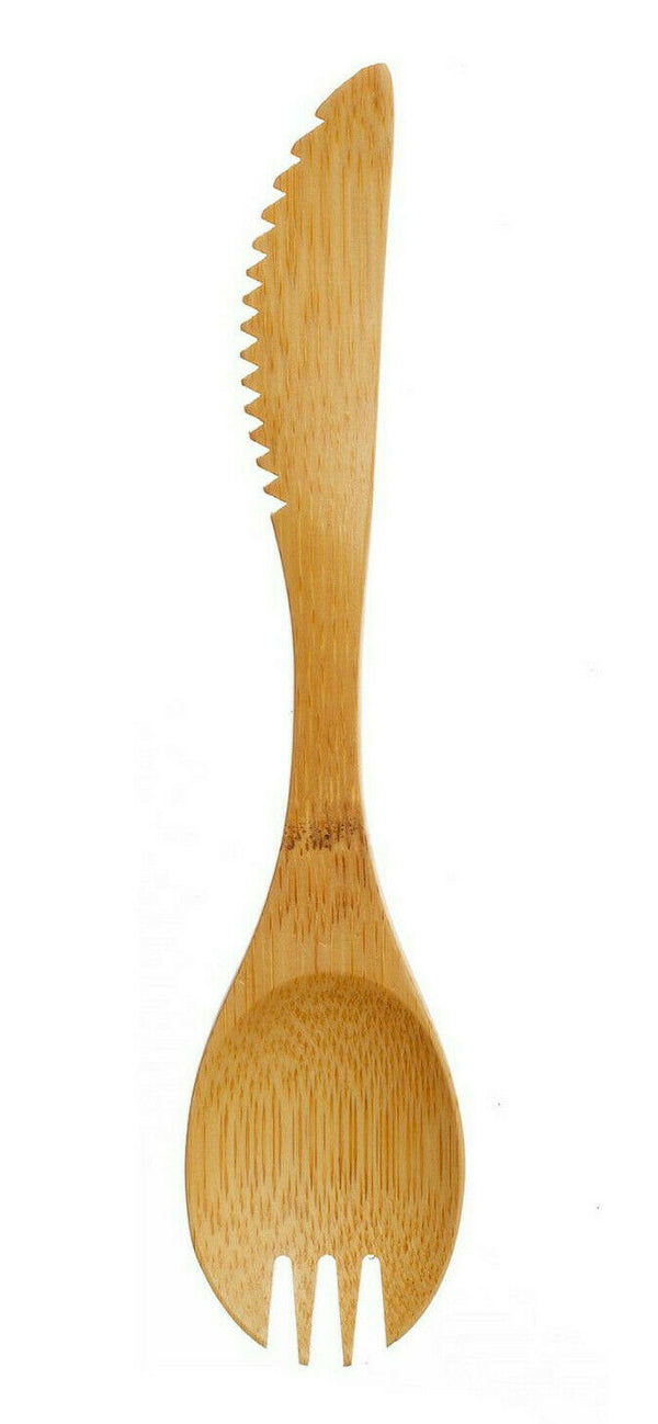 Sass & Belle Bamboo Spork lunch Box Picnic Camping Food Fork Spoon Knife