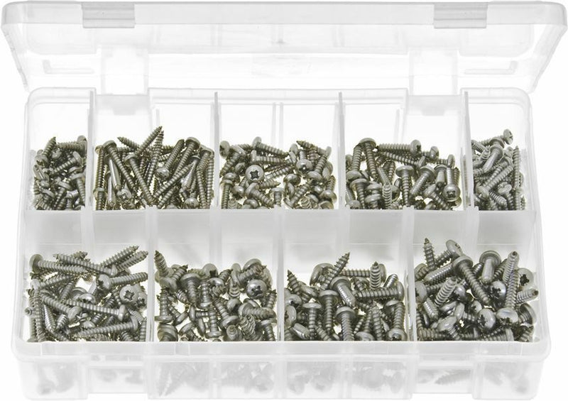 Assorted Box Stainless Steel Self-Tapping Screws Pan Head Pozi No 6 8 10 AB141