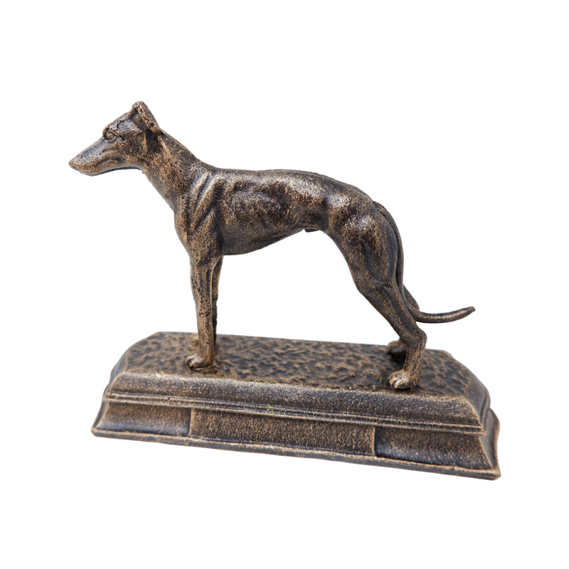 Cast Iron Greyhound Whippet Dog Statue Figure Trophy Fireplace Shelf Ornament