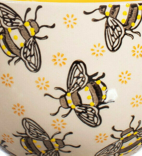 Sass & Belle Hand Stamped Busy Bees Yellow Ceramic Mug/Cup 400ml Coffee Tea
