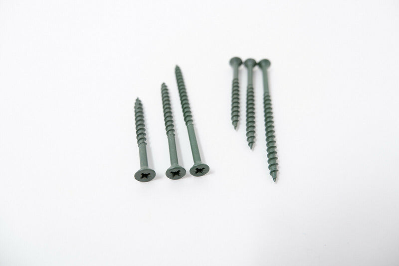 Green Decking Screws 50-75 mm Weather Treated Pozi Countersunk Fencing Fasteners