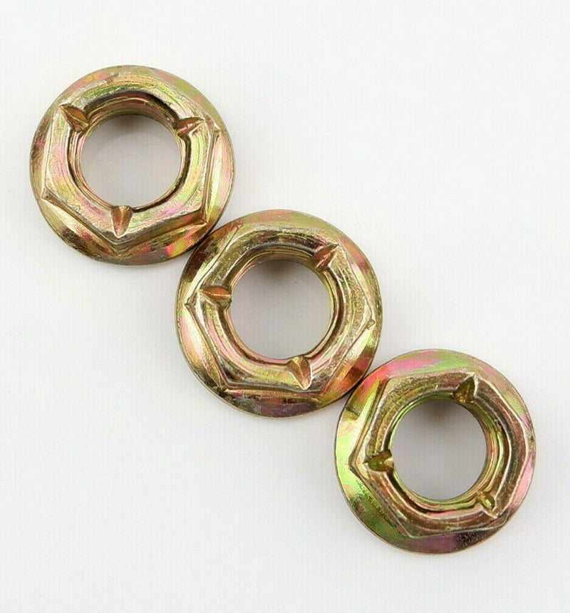 Metric Fine M10 x 1.25 Zinc Hexagon All Metal Manifold Flange Tri Lock Nuts 10.9
