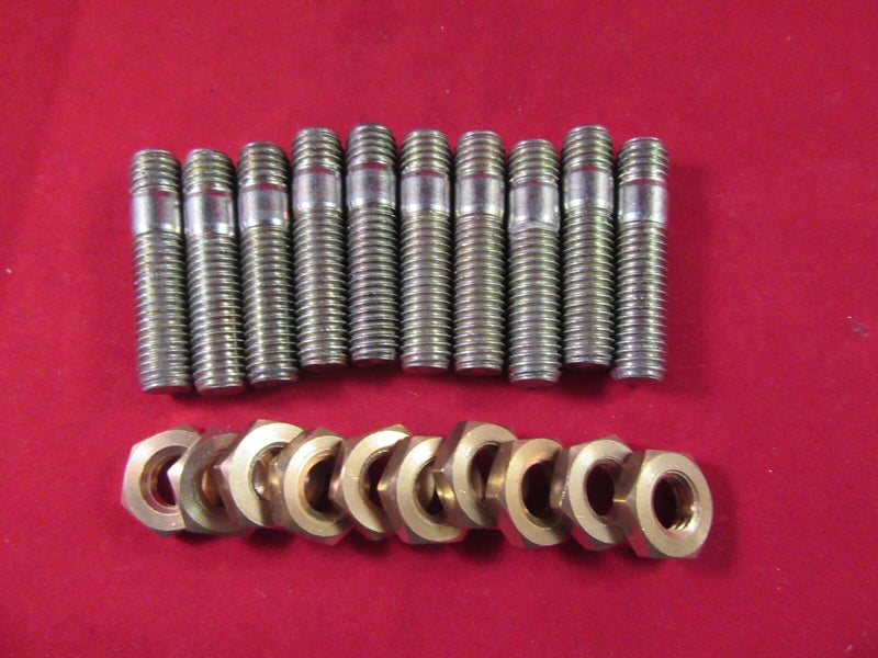 Pack Of 10, M10 Exhaust Studs with Brass nuts MANIFOLD 10mm M10 x 45