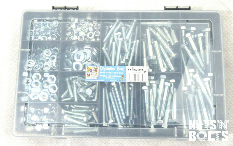 M6 and M8 Assortment Set Kit Assortment - Bolts Nuts Washers 525+ Pieces Hex BZP