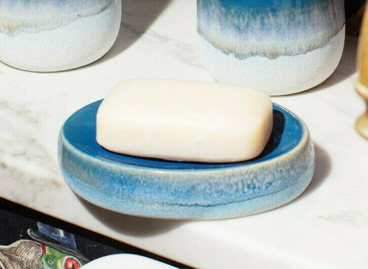 Sass & Belle Mojave Glaze Blue Soap Dish Bathroom Kitchen Shower
