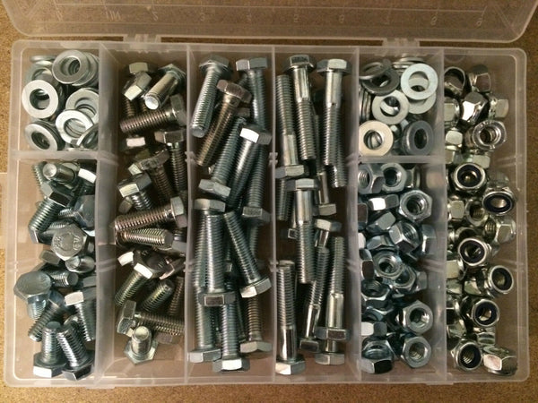 Grade 8.8 Assorted Box kit of M10 Nuts And Bolts Setscrews Bright Zinc plated