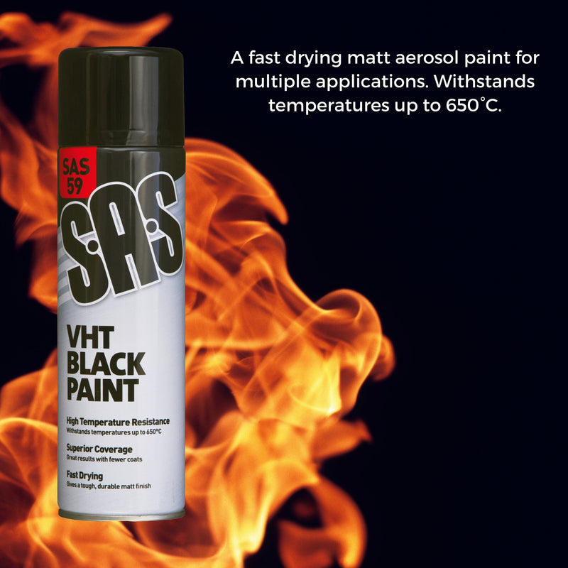 VHT Paint Matt Black 500ml Very High Temperature 650°C - SAS59